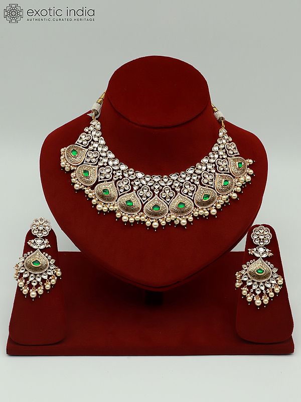 Semi-Bridal Jewelry Set With Stunning Kundan And Beads