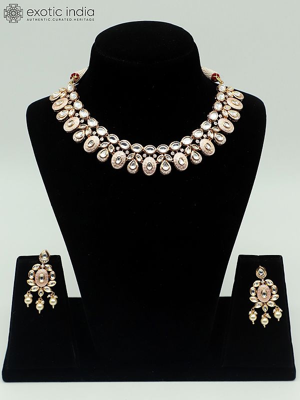 Meenakari Light Necklace Set With Stunning Kundan And Earrings