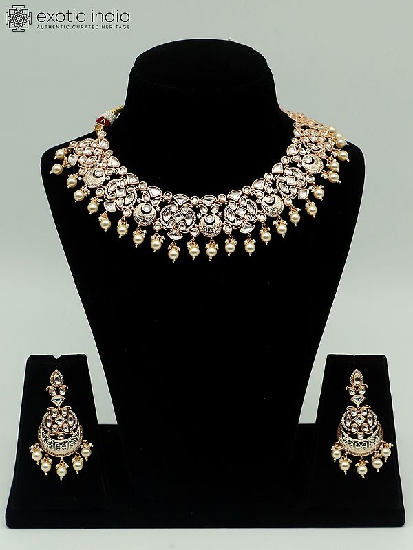 Meenakari Brass Necklace Set With Beads And Stunning Earrings For Wedding