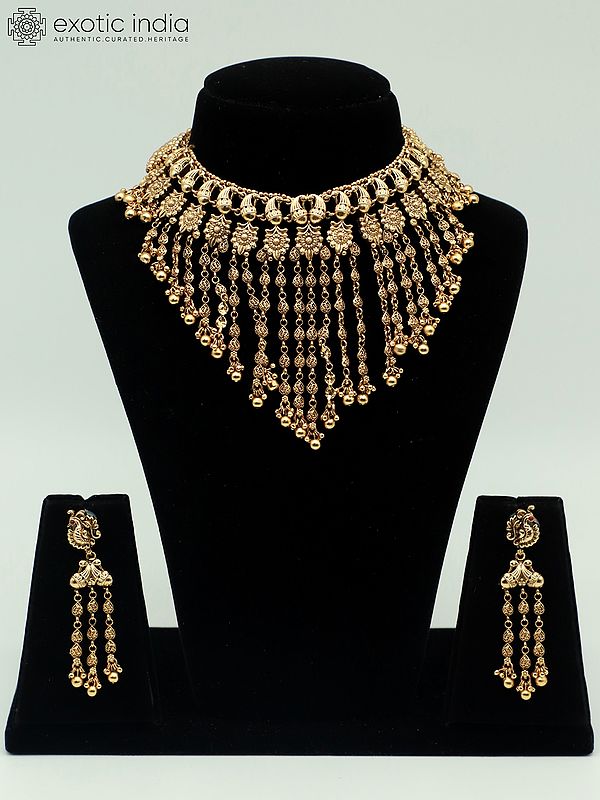 Premium Matte Necklace Set With Beautiful Earrings For Wedding