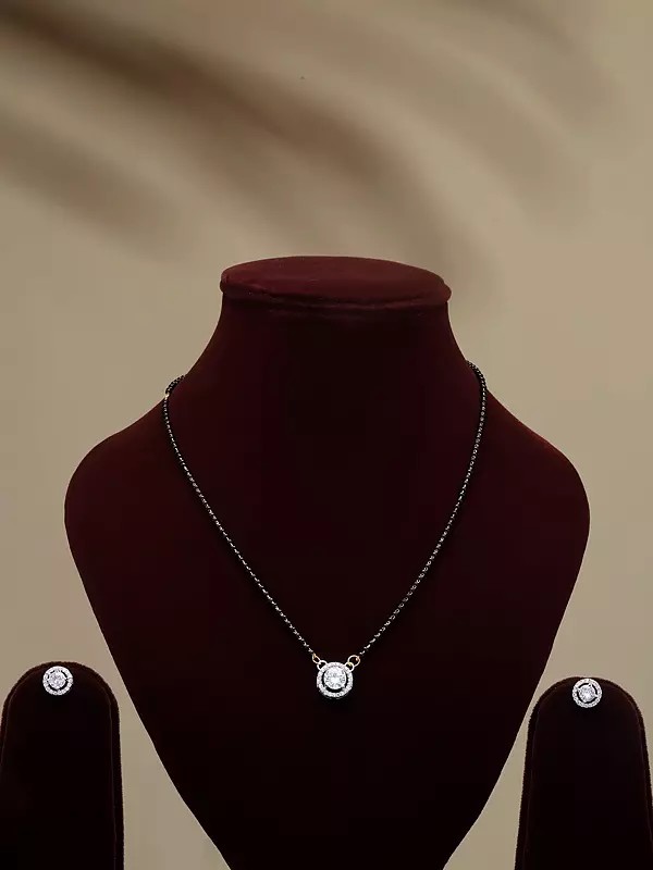 Stone Studded Mangalsutra and Earrings Set