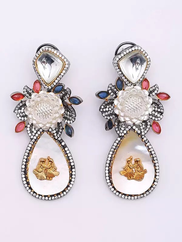 Flower Design Dangling Mop Earrings