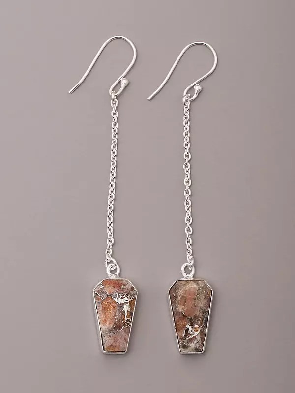 Sunstone Copper Sterling Silver Dangler Earrings