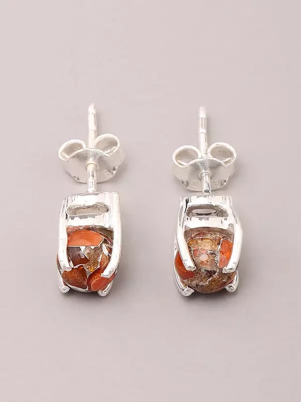 Mexican Copper Turquoise Stud Earrings