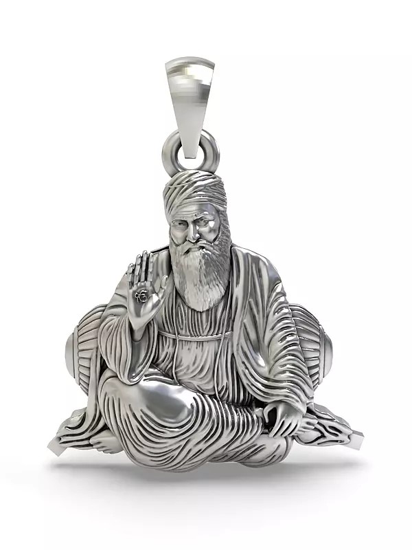 Shri Guru Nanak Sterling Silver Pendant