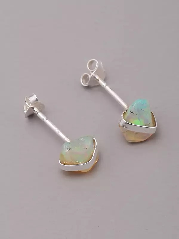Raw Ethiopian Opal Stud Earrings