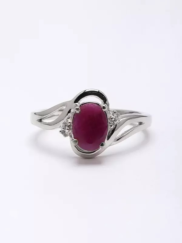 Faceted Oval Shaped Ruby Ring