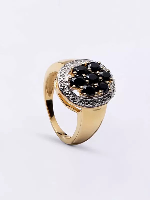 Oval Shape Faceted Black Onyx Ring
