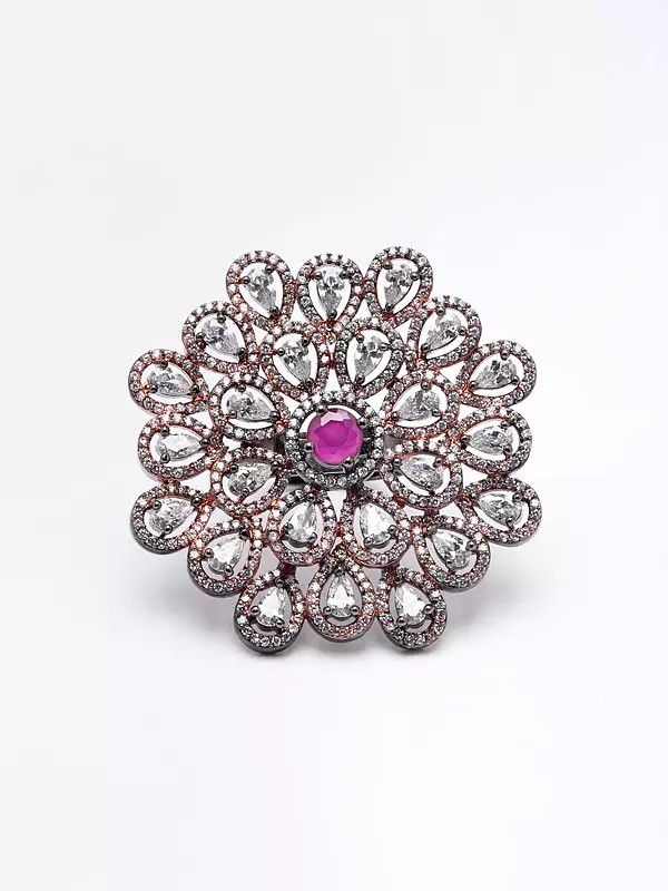 Stone Studded Flower Design Ring