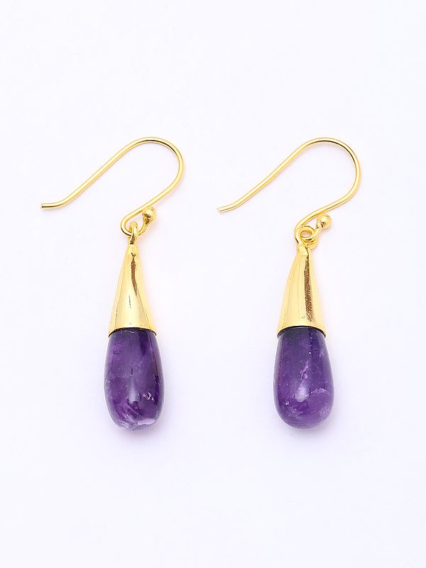 Cabochon Amethyst Drop Hook Earrings