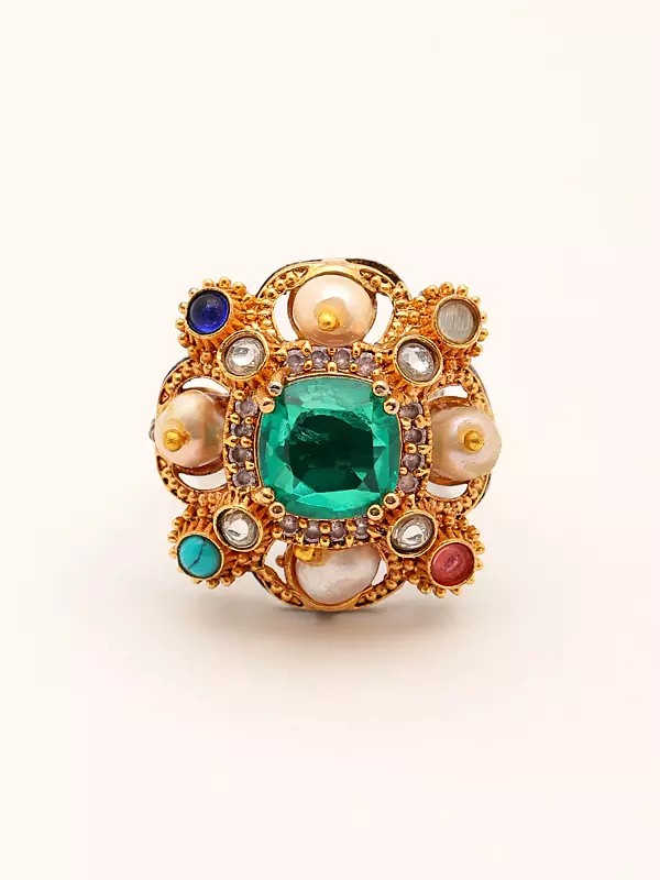 Multicolor Monalisa Stone Studded Ring