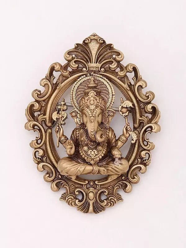 Seated Chaturbhuja Lord Ganesha Brooch