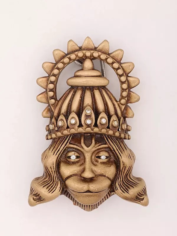 Lord Hanuman Face Brass Brooch
