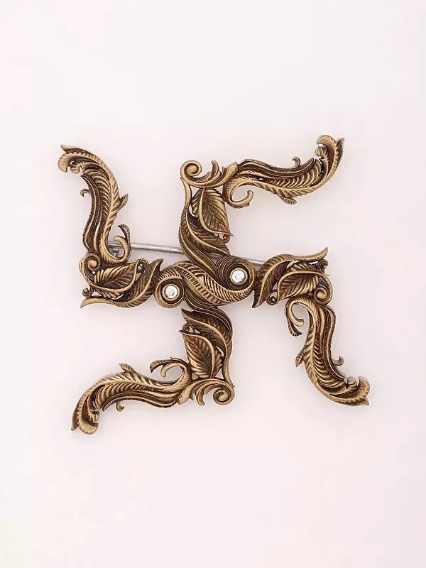 Leaf Pattern Swastik Brooch