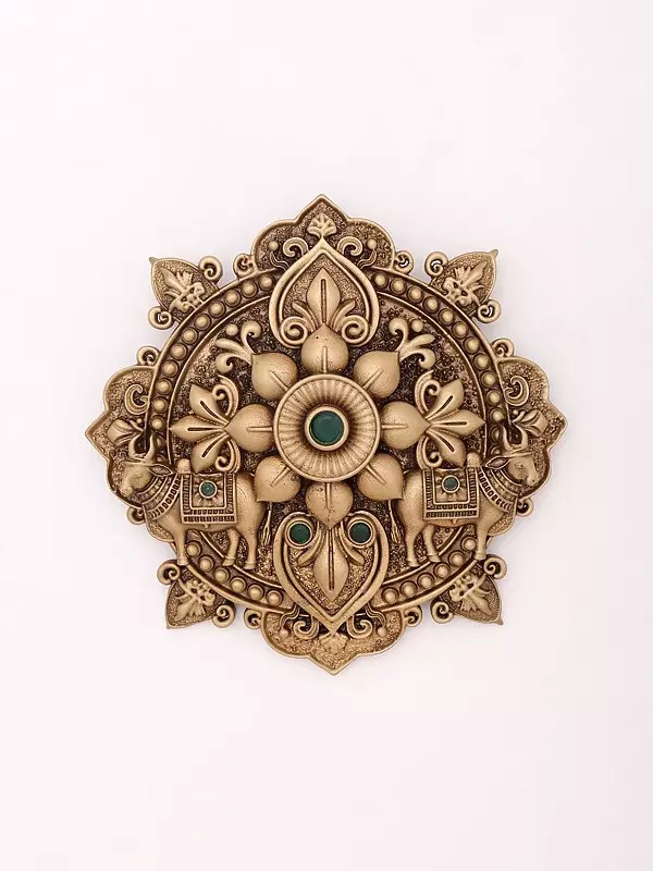 Ornate Mandala Art Brooch with Bull