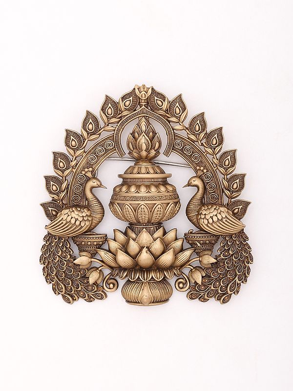 Tibetan Buddhist Stupa Brooch with Peacock