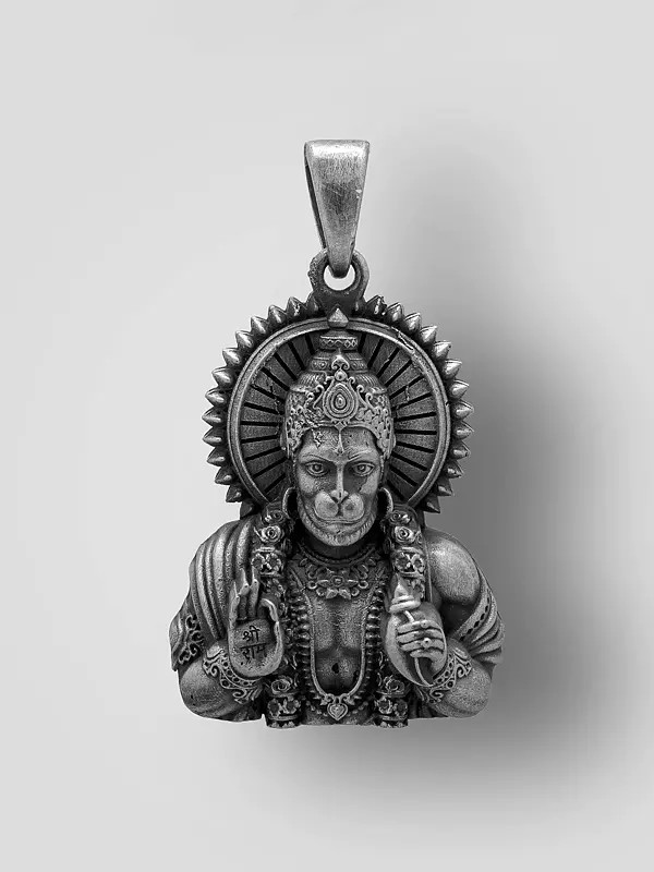 Antique Finish Blessing Lord Hanuman Pendant