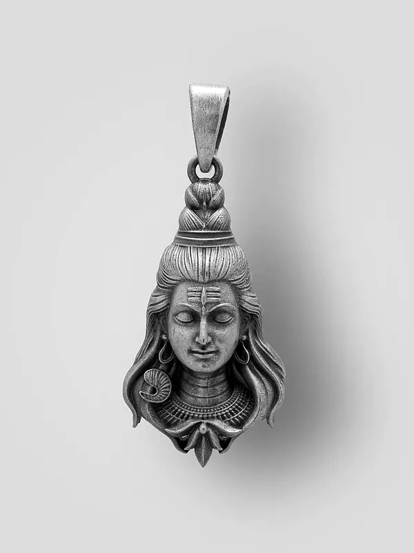 Lord Shiva Face Antique Finish Sterling Silver Pendant