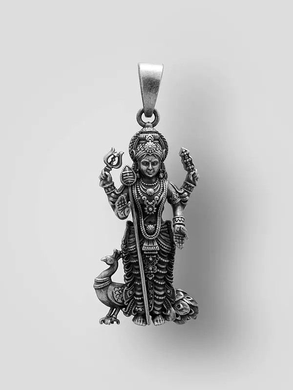 Antique Finish Lord Kartikeya (Murugan) Pendant