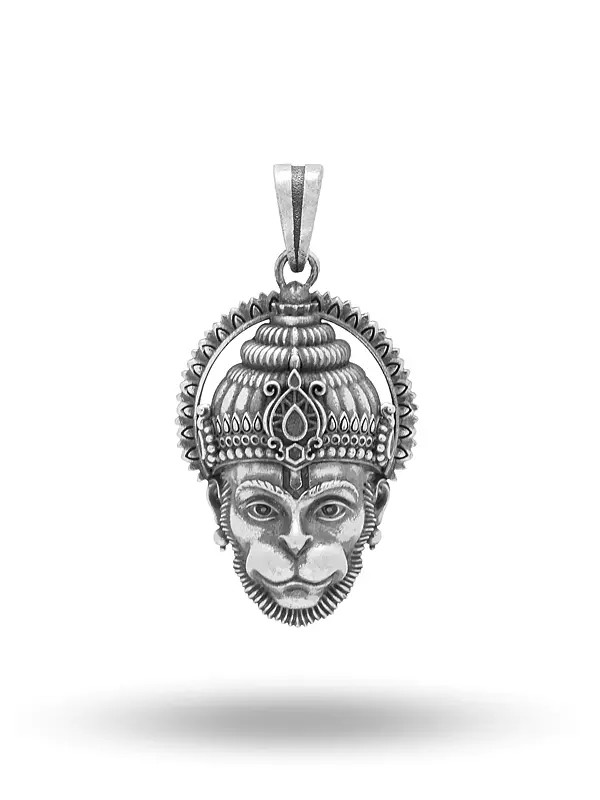 Lord Hanuman Antique Finish Sterling Silver Pendant