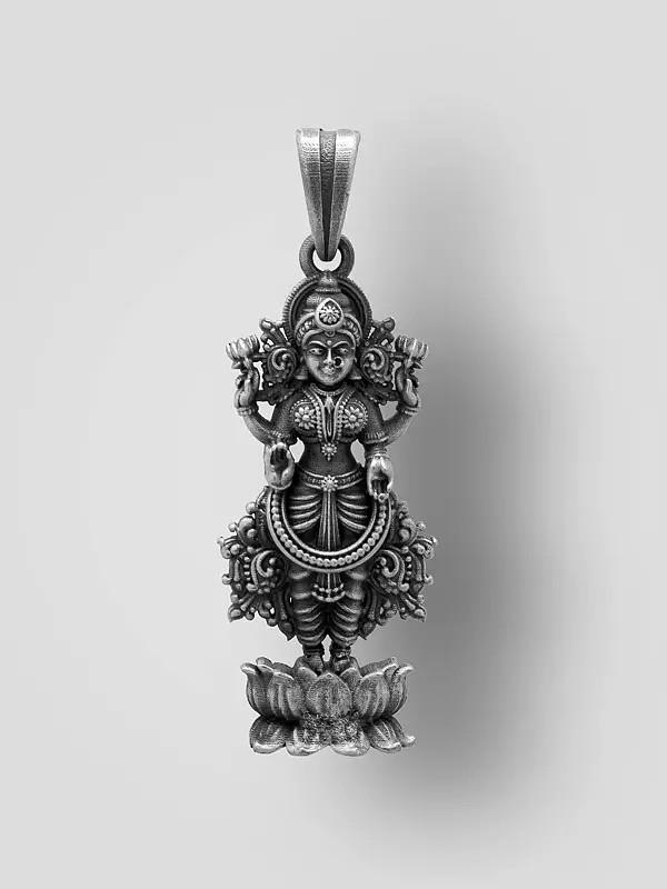 Antique Finish Standing Goddess Lakshmi Pendant