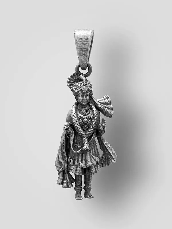 Shri Swaminarayan Antique Finish Sterling Silver Pendant