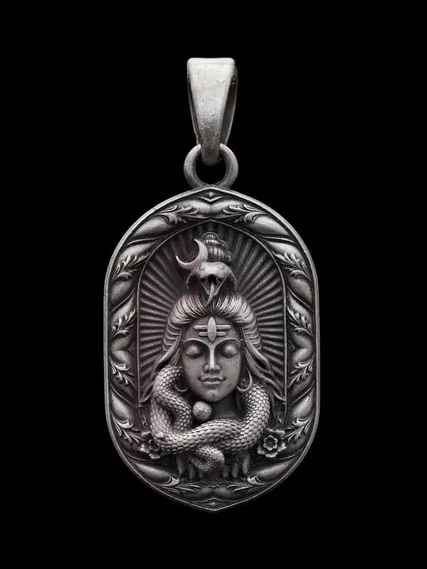 Antique Finish Lord Shiva Face Pendant