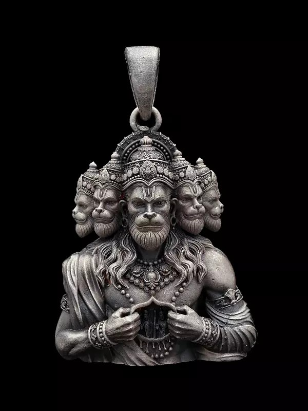 Panchmukhi Hanuman Antique Finish Pendant