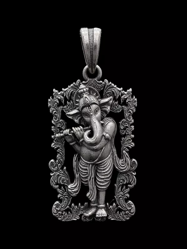 Antique Finish Fluting Ganesha Pendant