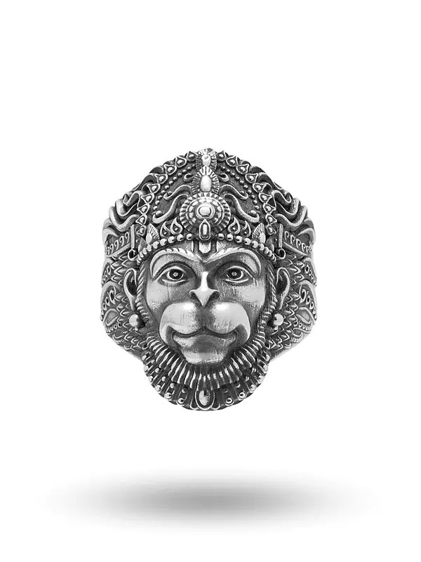Lord Hanuman Antique Finish Ring