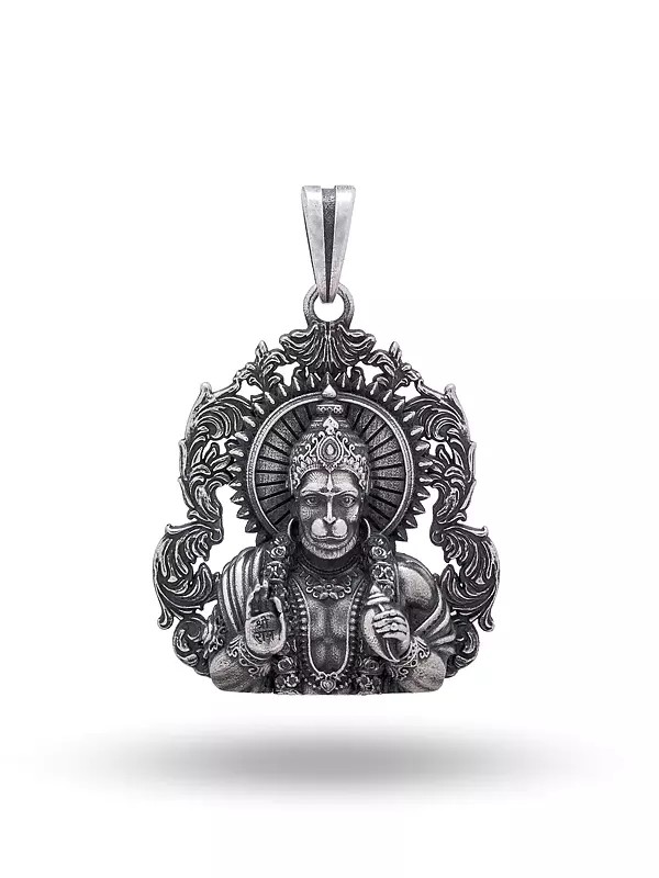 Antique Finish Blessing Lord Hanuman Pendant