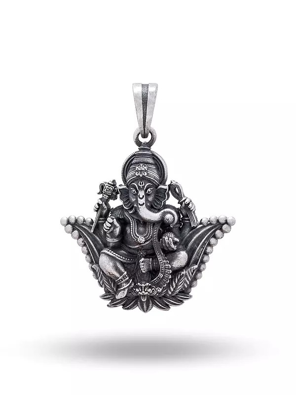 Lotus Ganesha Antique Finish Pendant