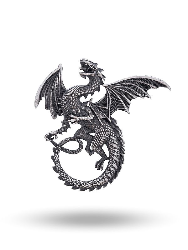 Guardian Dragon Antique Finish Pendant