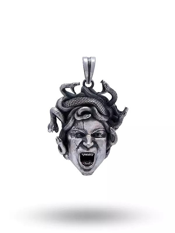 Gorgon Angry Medusa Antique Finish Pendant