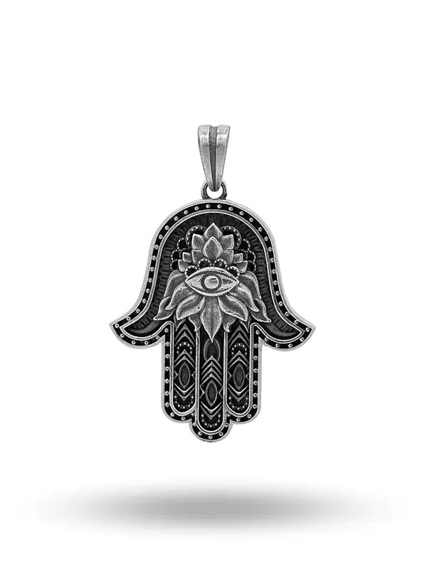 Hamsa Evil Eye Antique Finish Pendant