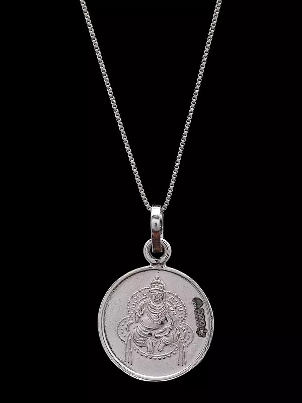 Two-Sided Sterling Silver Pendant: Kubera & Sacred Yantra