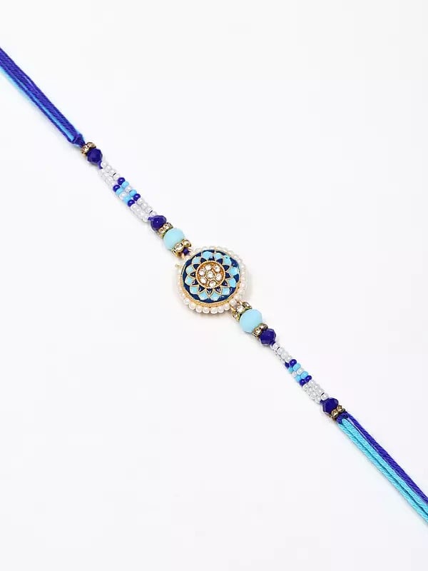 Floral Meenakari Design Enamelled Rakhi
