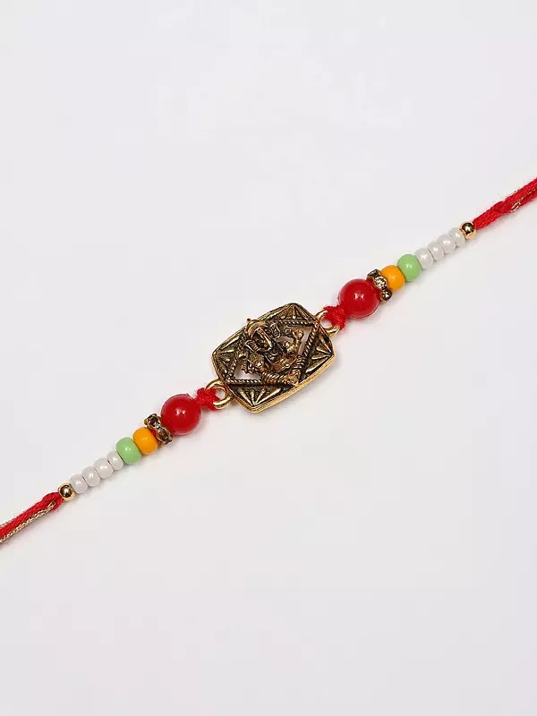 Blessing Lord Ganesha Rakhi with Beads
