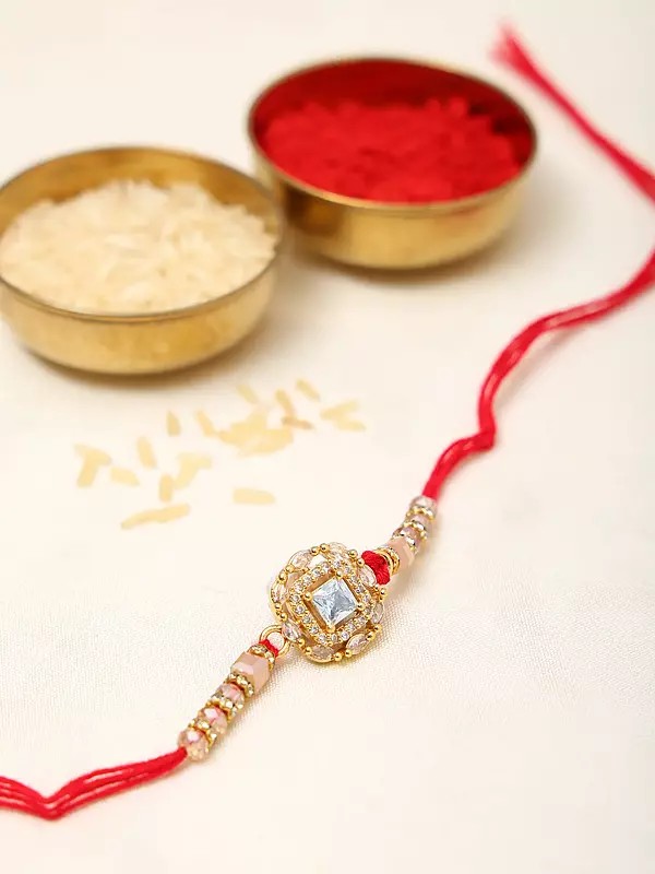 Stone Studded and Beaded Charm of Eternity Rakhi