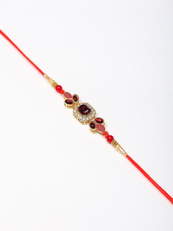 Studded Stone Alluring Rakhi with Mauli Thread