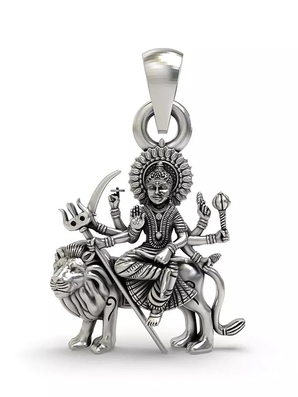 Goddess Durga Sterling Silver Pendant