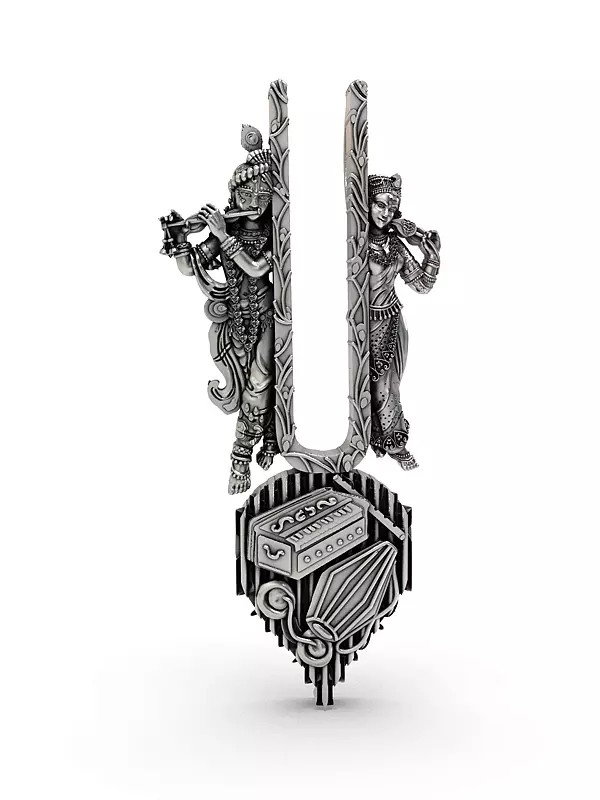 Musical Vaishnav Tilak Pendant with Radha Krishna