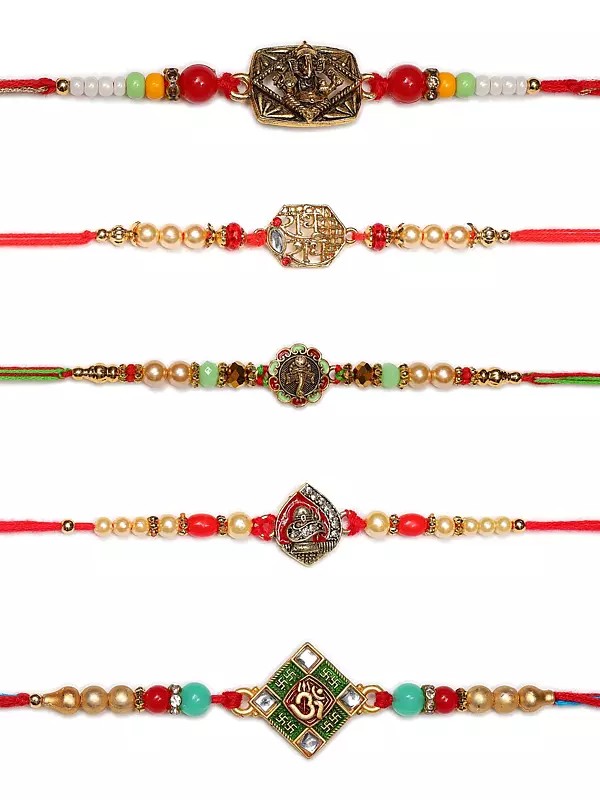 Combo of Five Multicolor Spiritual Rakhi