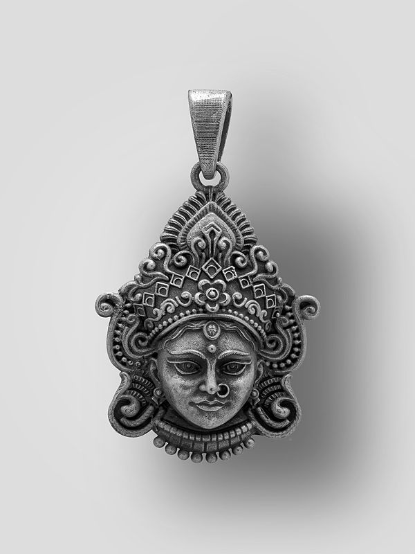 Goddess Durga Sterling Silver Pendant