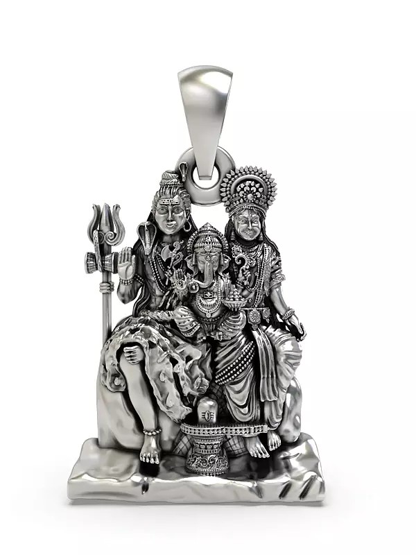 Lord Shiva Family Sterling Silver Pendant