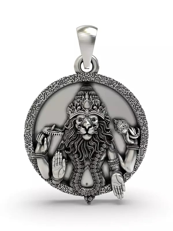 Round Shape Lord Narasimha Pendant