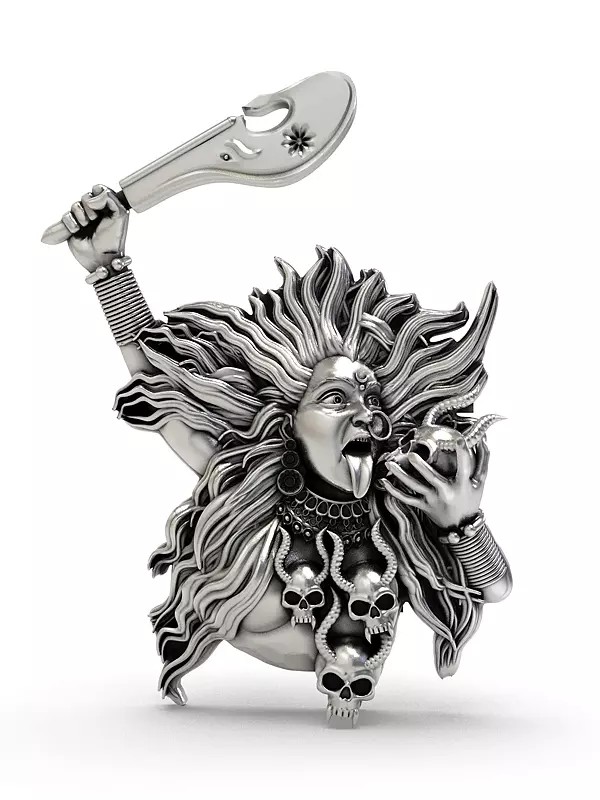 Goddess Kali Sterling Silver Pendant