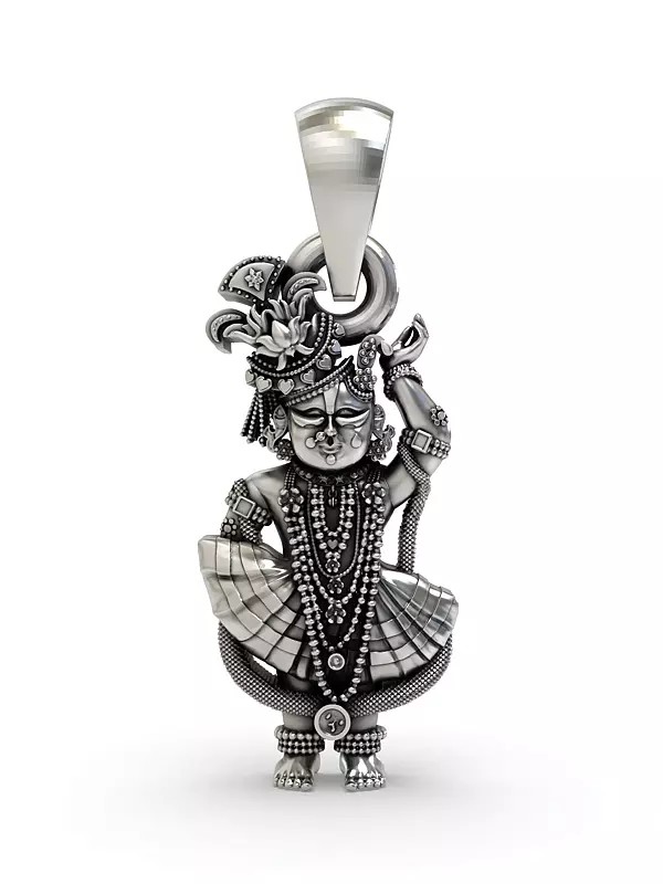 Hindu Deity Shrinathji Sterling Silver Pendant