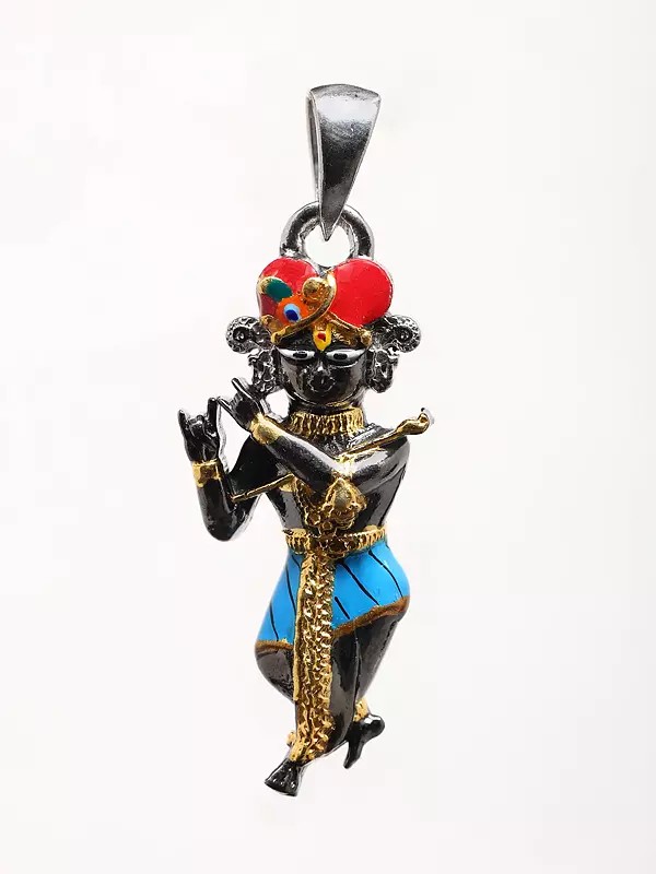 Radha Ramana Sterling Silver Enamel Pendant