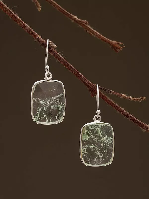 Faceted Aqua Crackle Hook Earrings
